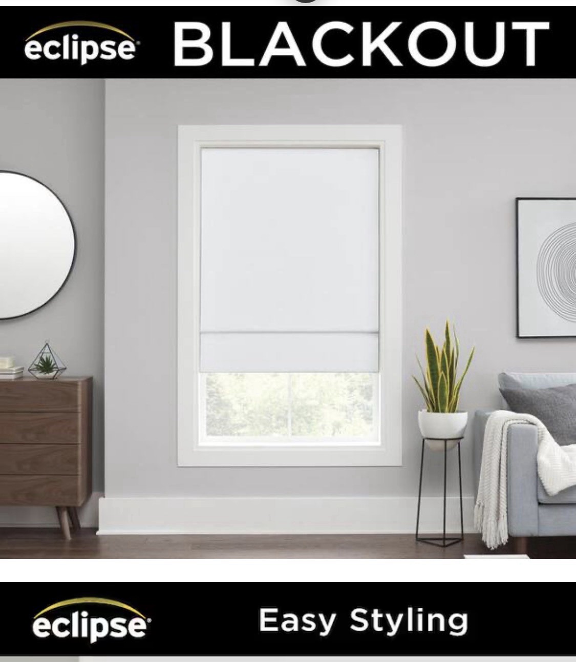ECLIPSE LANE CORDLESS ROMAN SHADES FOR WINDOWS X 23 IN WIDE X 64 IN LONG – WHITE