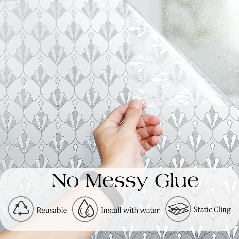rabbitgoo Privacy Window Film Frosted Static Cling Decorative Glass Sticker