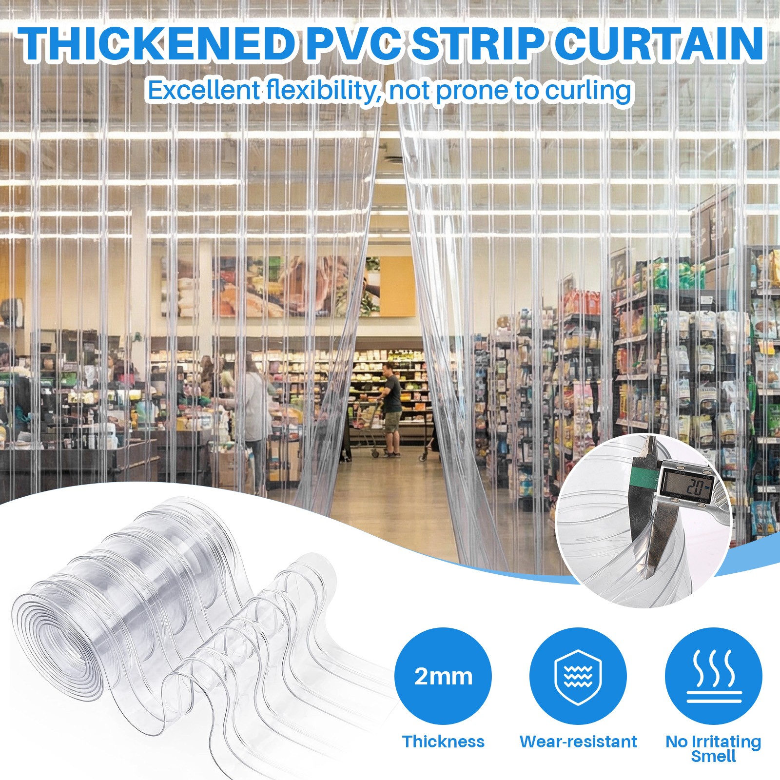 Plastic Vinyl Strip Door Curtain PVC Clear Waterproof Door Curtain for Freezer