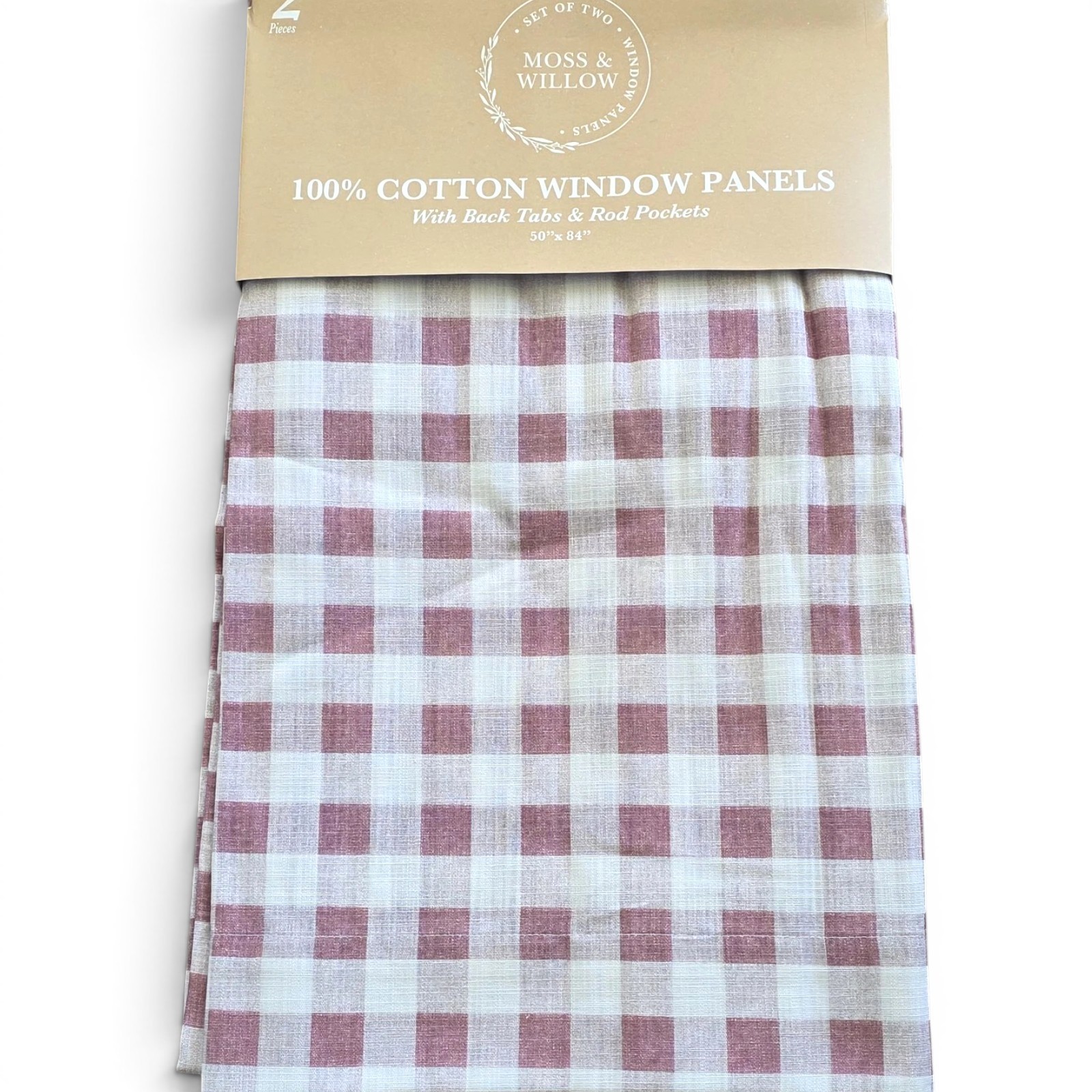 Set 4 Gingham Check Curtains 50×84 Cotton Farmhouse Cottage Window Panels