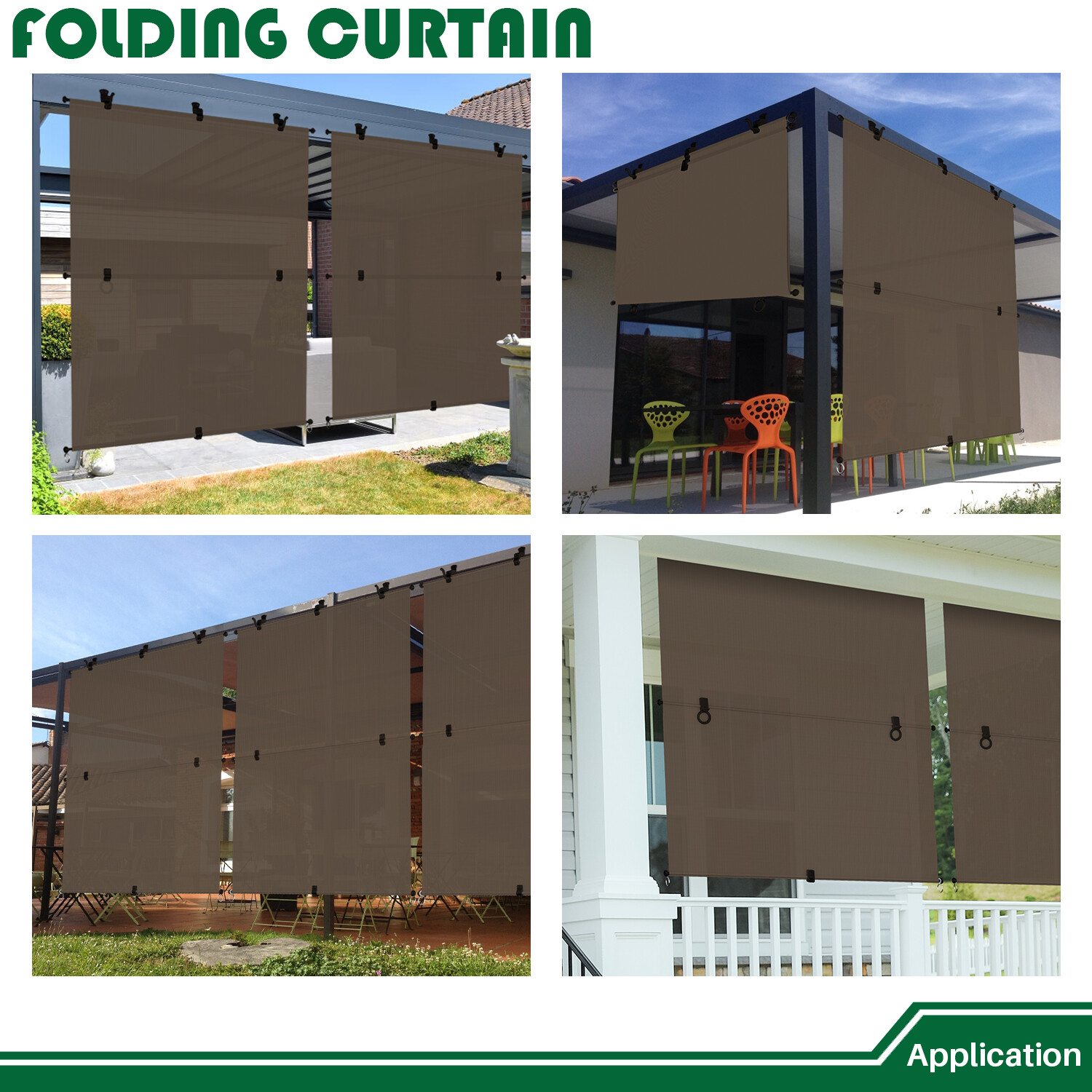 Outdoor Brown Roll up Shade Foldable Curtain For Patio Porch Pergola Balcony