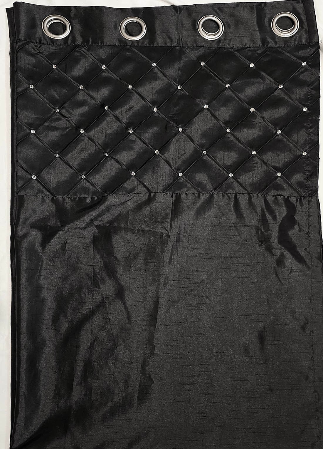 Glam Black High Shine Jeweled Diamond Drapes Panel Curtain 54 x 84 Grommet One
