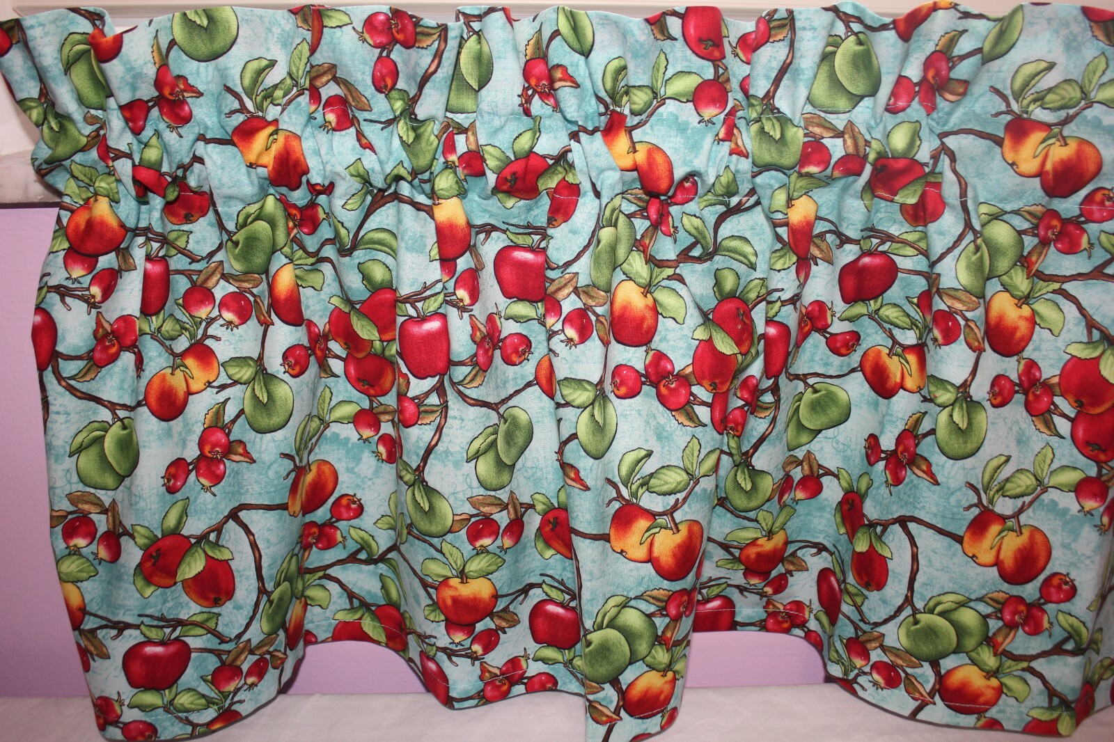 APPLES VALANCE 15″ X 41″ Custom Made Window Treatment Curtain, Cotton Fabric #34