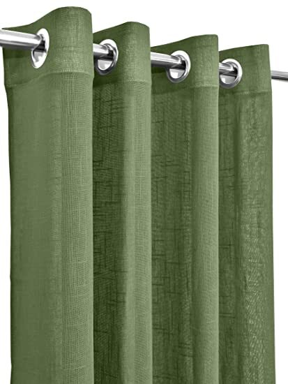 Linenweaves Cotton Linen Solid Window Curtain Set With Eyelet Rings 4.5ft x 5 ft