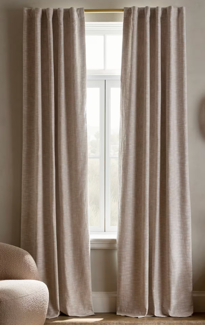 Quince Textured Cotton Curtain Panel 48×84 Natural Beige Room Darkening Oatmeal
