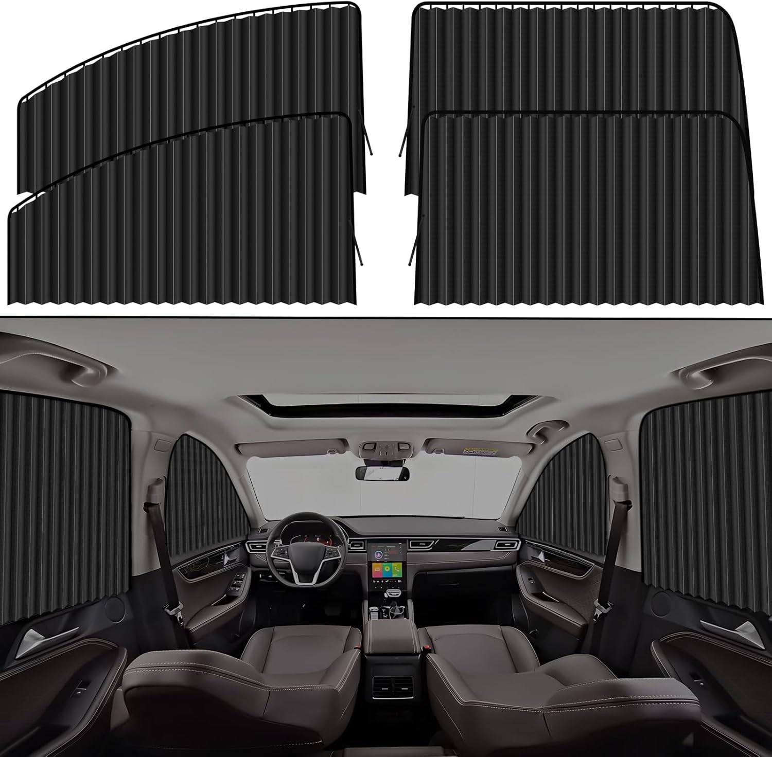 4Pcs Car Window Shades UV Block Privacy Curtains Side Covers Van SUV Truck Black