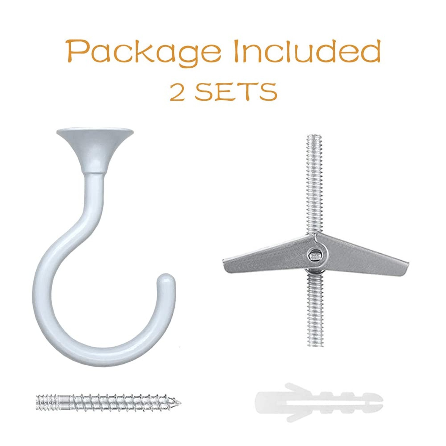 Ceiling Hooks for Hanging Plants (2 Sets, White)