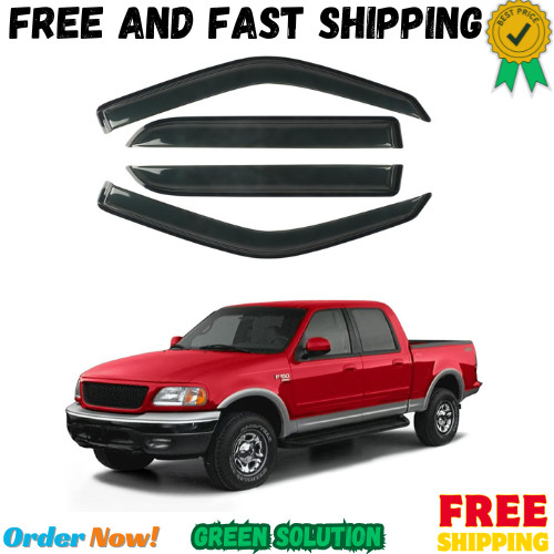 4PCS Window Rain Guards Shield Fit for 2001-2003 Ford F150 SuperCrew Cab, Out