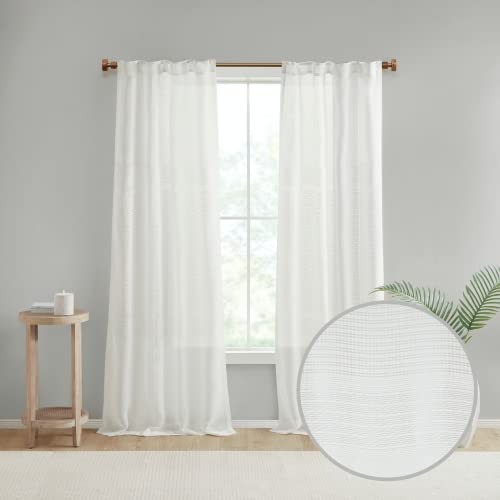 Aida 2-Panel Pack Sheer Curtains, Yarn Dye, 37″W x 84″L (Pack of 2) White
