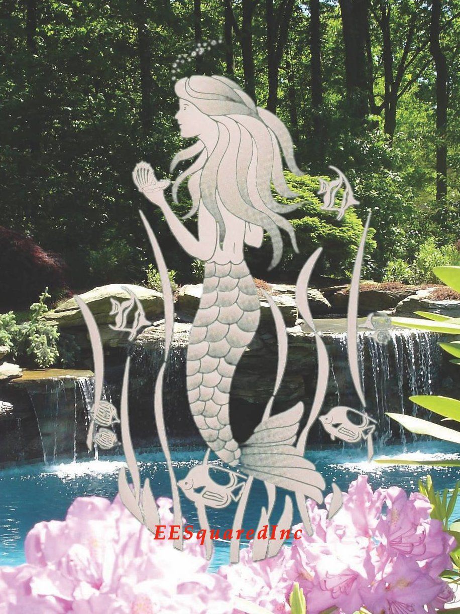 Mermaid Static Cling OVAL Window Decal 8×12 Sliding Glass & Shower Door Decor