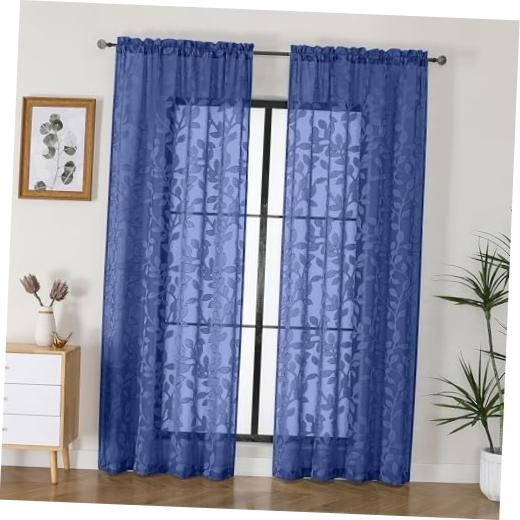 Sheer Curtains 84 inches Long 2 Panels for 42″W x 84″L (Pack of 2) Dusty Blue