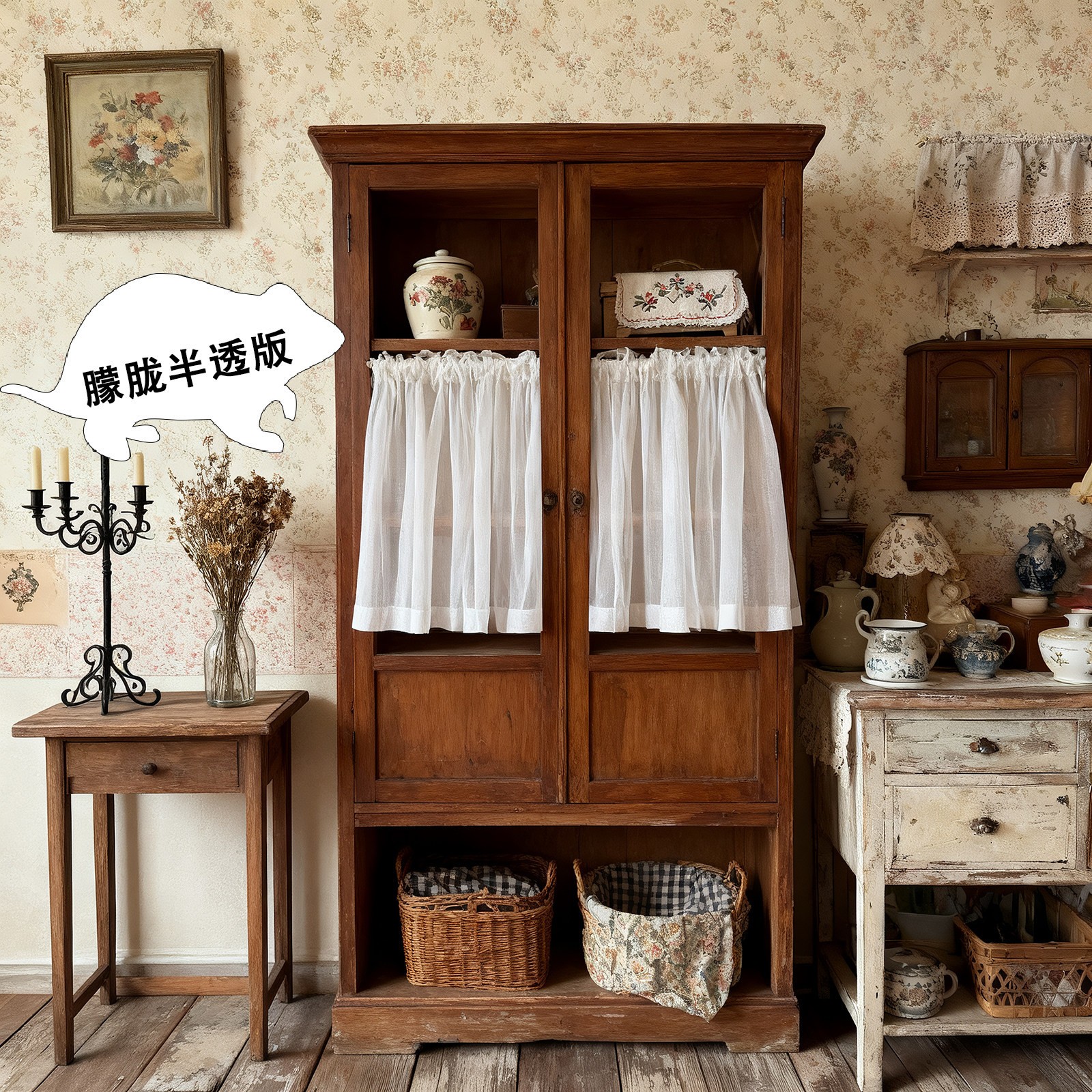 Kitchen Small Window Valance Half Curtain Cabinet Door Living Room Drape Decor