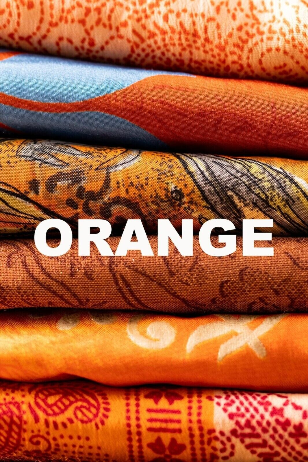 2Pc Indian Vintage Sari Patchwork Curtain Drape Window Decor Silk Orange Curtain