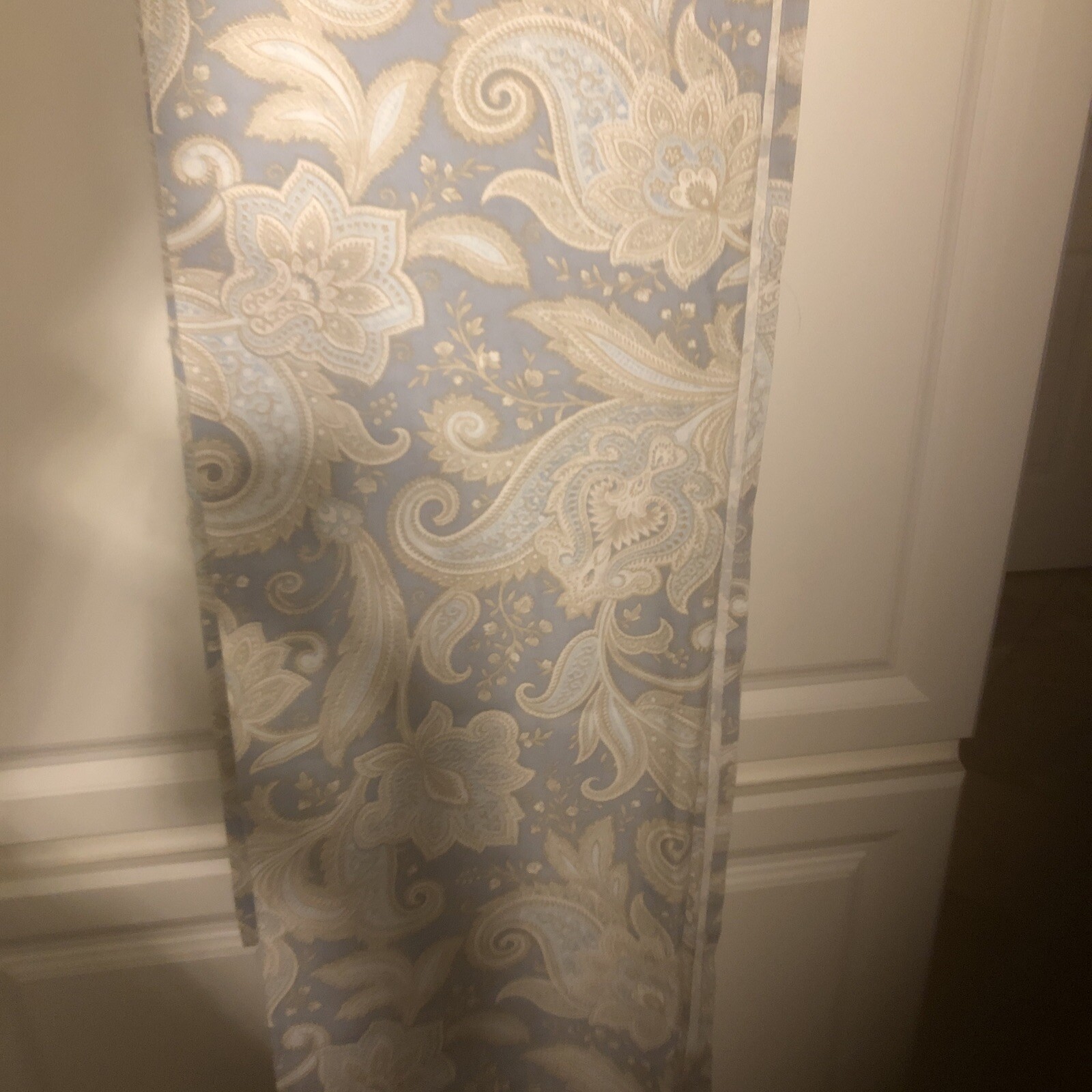 Waverly Floral Paisley Pole Top Curtain Pair beige/blue 50X80 Valances Listed To