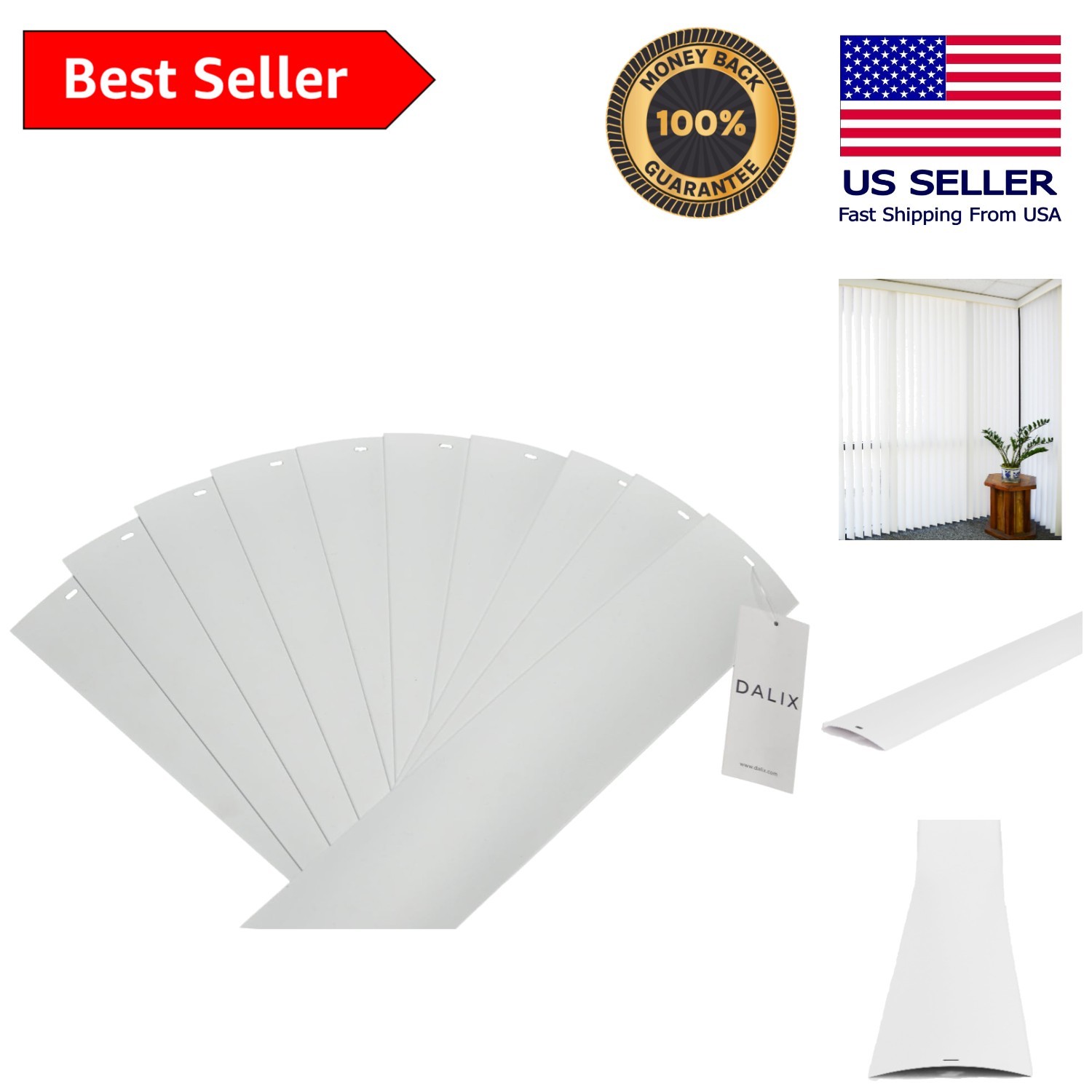 Elegant White Vinyl Vertical Blind Slats 82.5 x 3.5 – 10 Slats for Large Windows