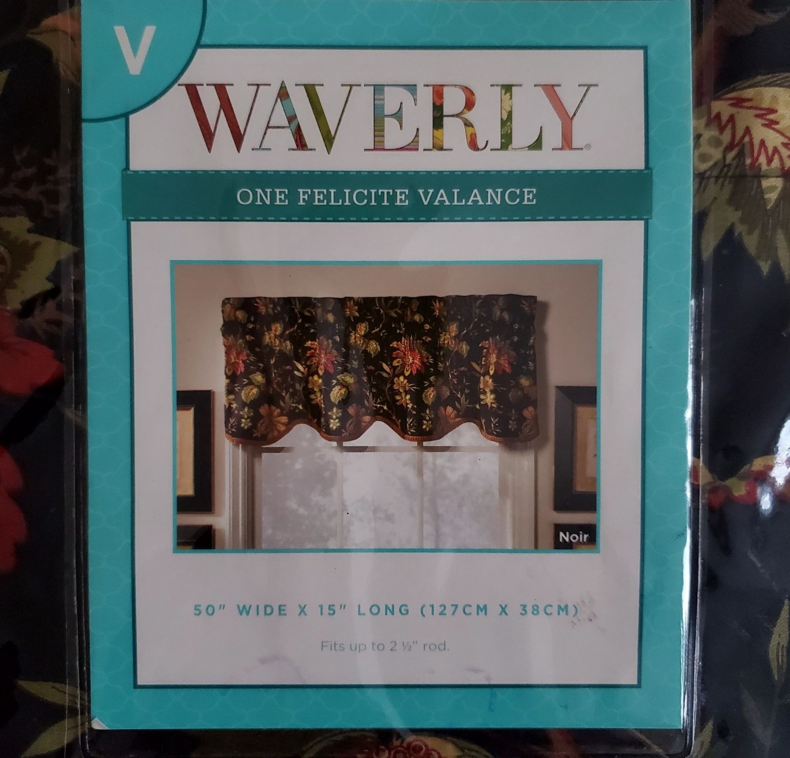 1NWT Vtg Waverly Valence Felicite Noir Black 50w15″ Drop Scallop Brocade Classic