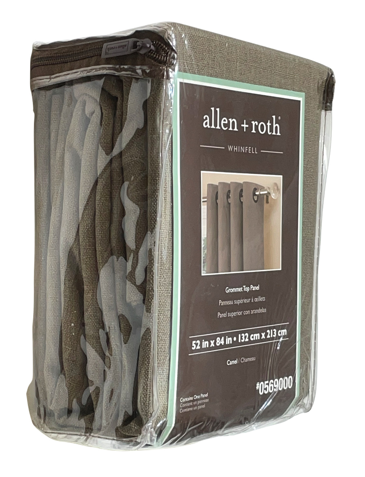Allen + Roth Whinfell Panel 52″ x 84″ Camel Cotton Linen Poly Grommet # 0569000