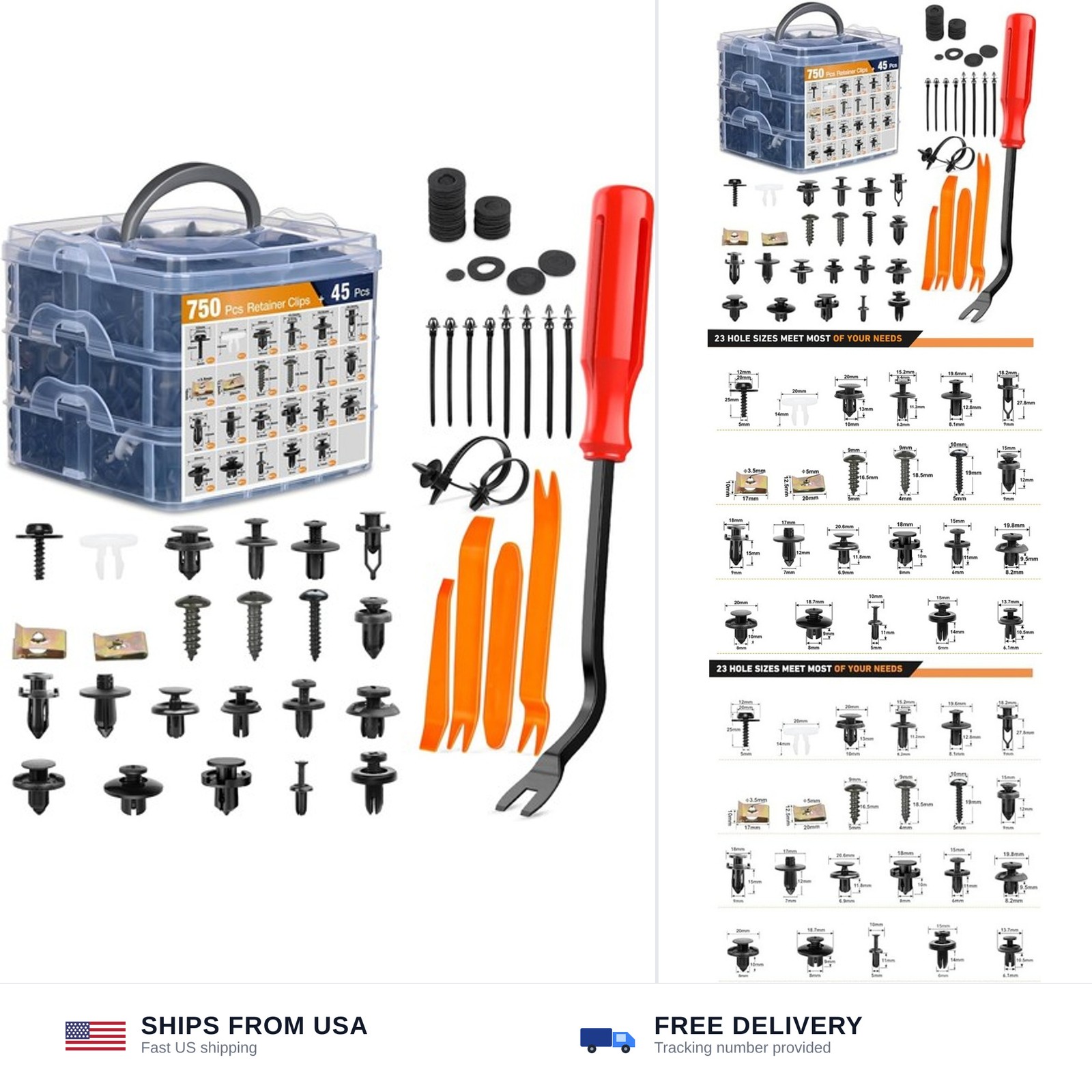 GOOACC 795Pcs Car Push Retainer Clips & Auto Fasteners Assortment 23 Most Pop…