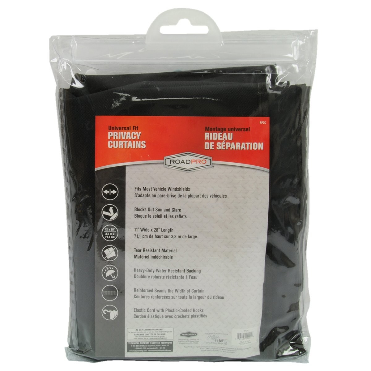 RPCC Black 28 Inches Long by 11 Foot Wide Single Privacy Cab Curtain