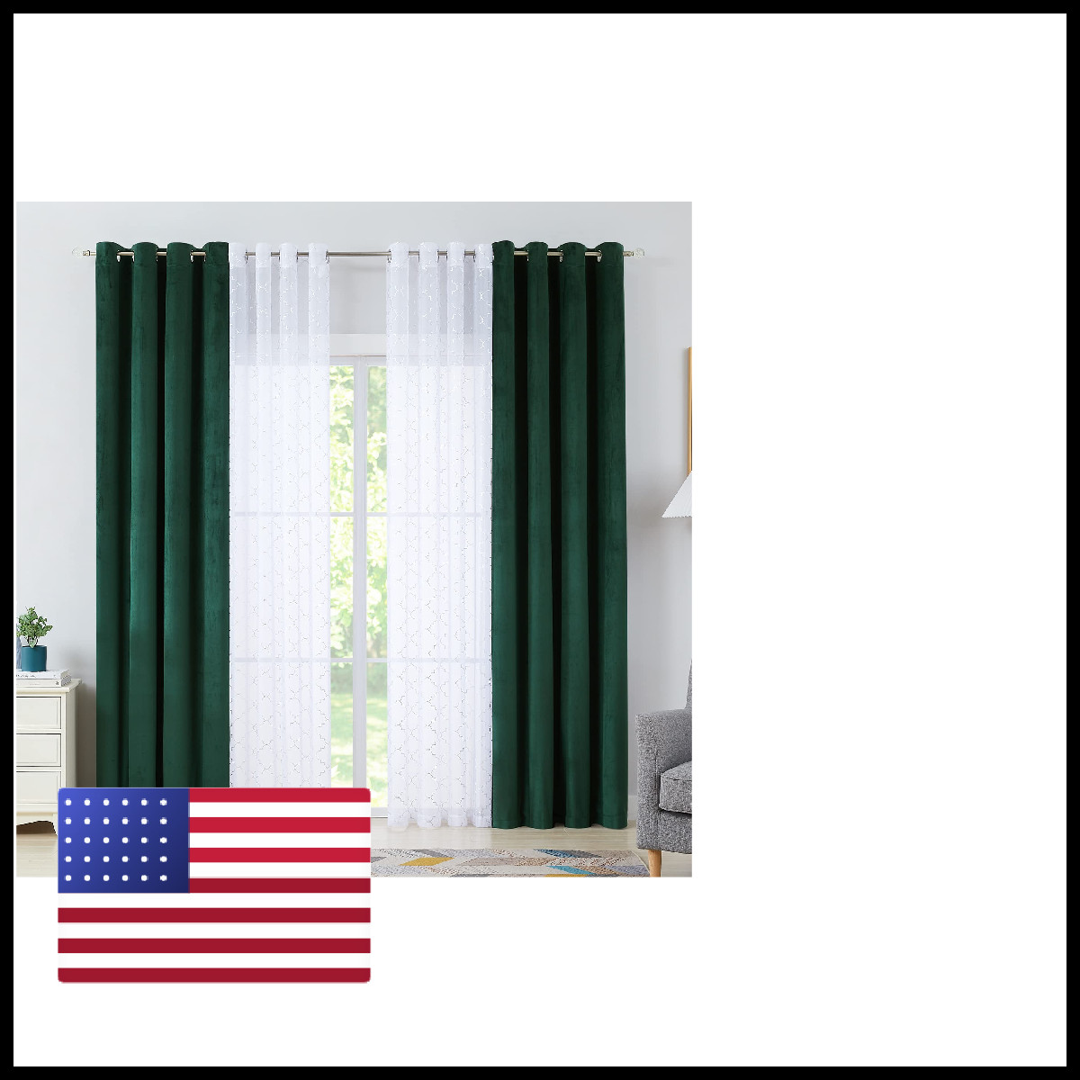 Enactex 4 Pieces Mix And Match Green Curtains Set 63 Inch For Living Room