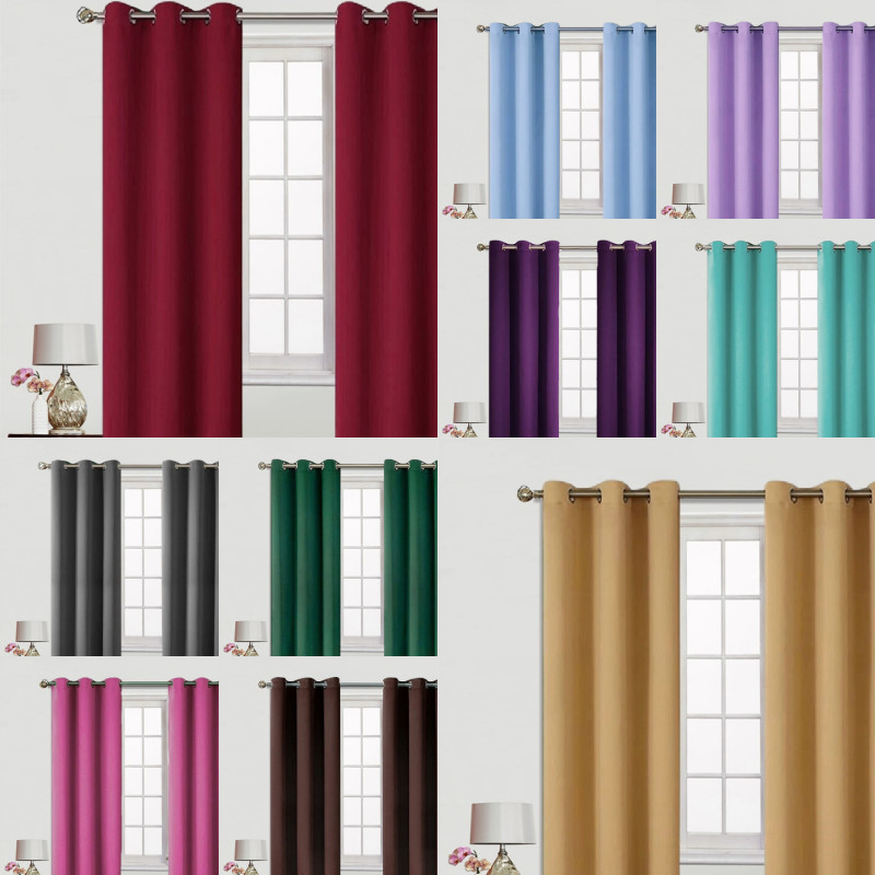 NEW 1 SET 100% BLACKOUT INSULATE THERMAL PANELS WINDOW CURTAIN K68 63″ 84″ LONG