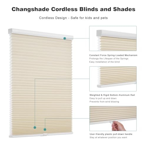 Cordless Cellular Shades – Blackout Honeycomb – Pull Down – Windows