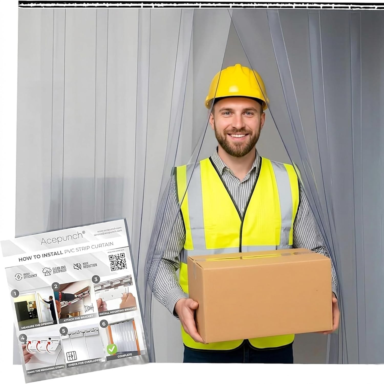 4×7′ Clear PVC Strip Curtain Kit Heavy Duty Insulation Warehouse AP1173