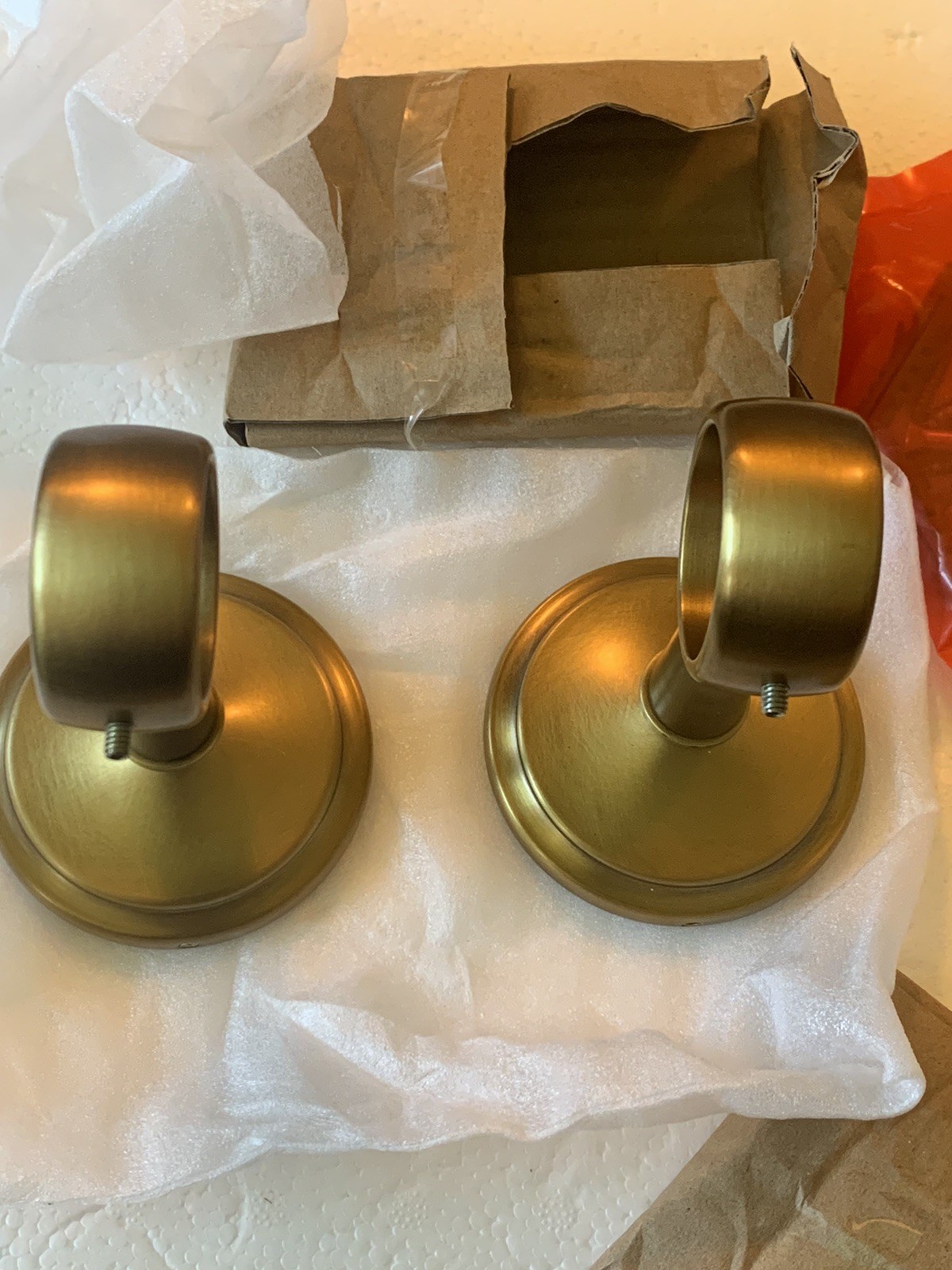 Restoration Hardware Estate Curtain Brackets MEDIUM 1-1/4” Burnished? Brass RH
