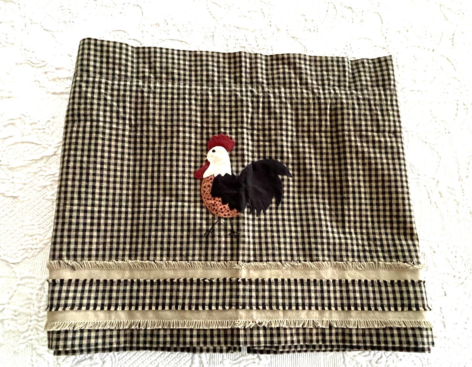 Farmhouse Rise and Shine Rooster Valance Home Collections by Raghu Country Lined