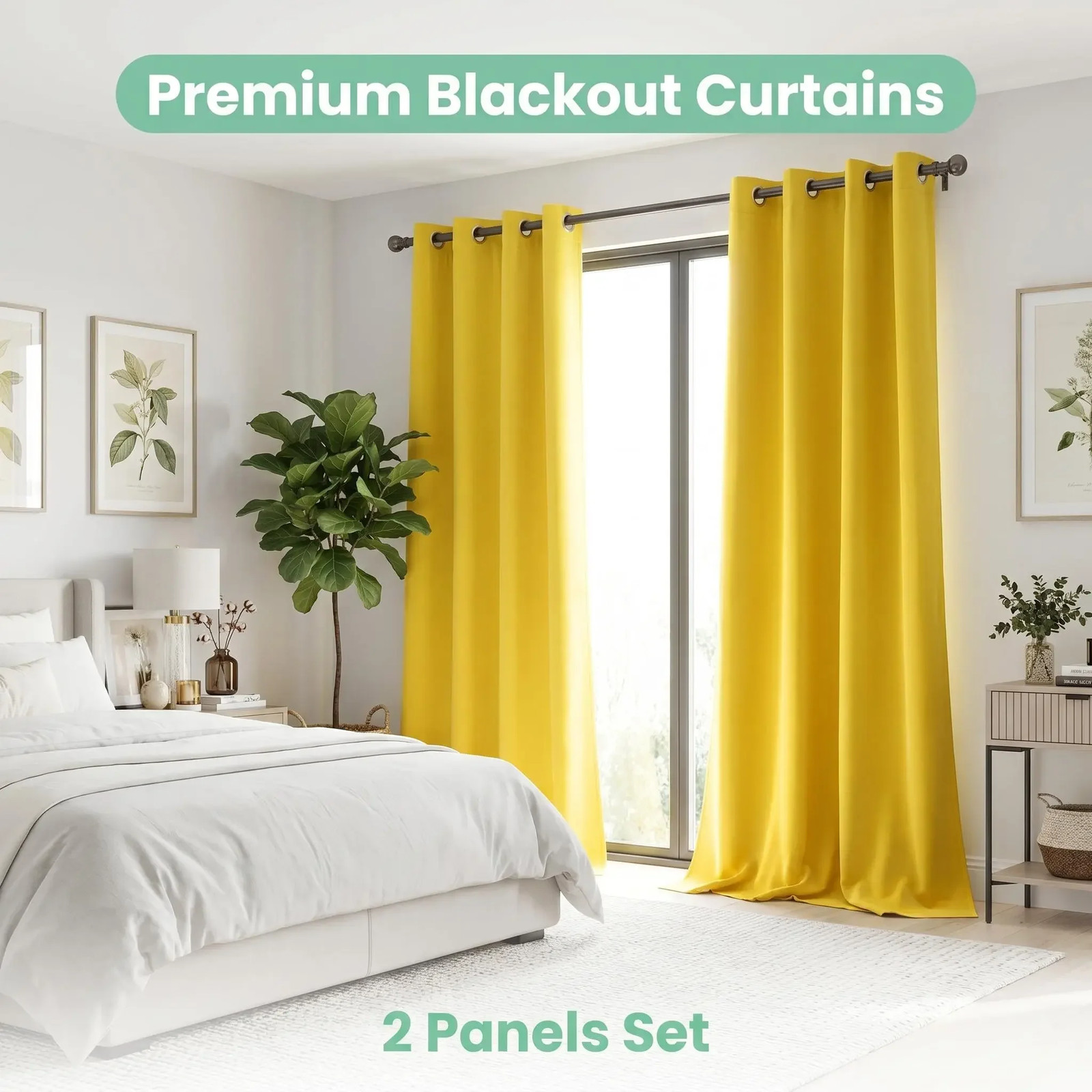 2-Panel 52″X84″ Solid Full Blackout Grommet Curtains for Ultimate Light Control