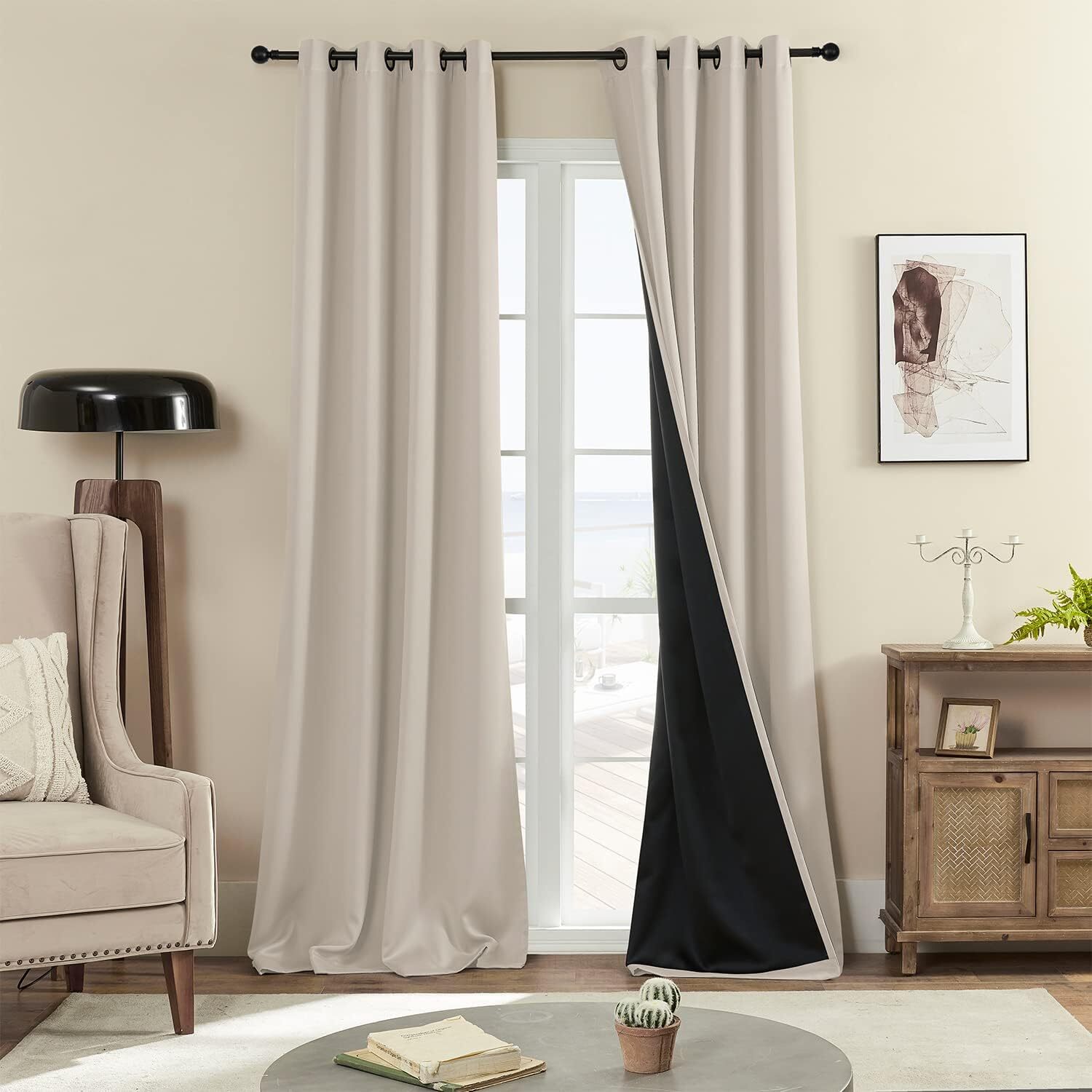 100% Blackout Curtains 2 Panels, Full Shade 108 Inches Long Complete Drapes