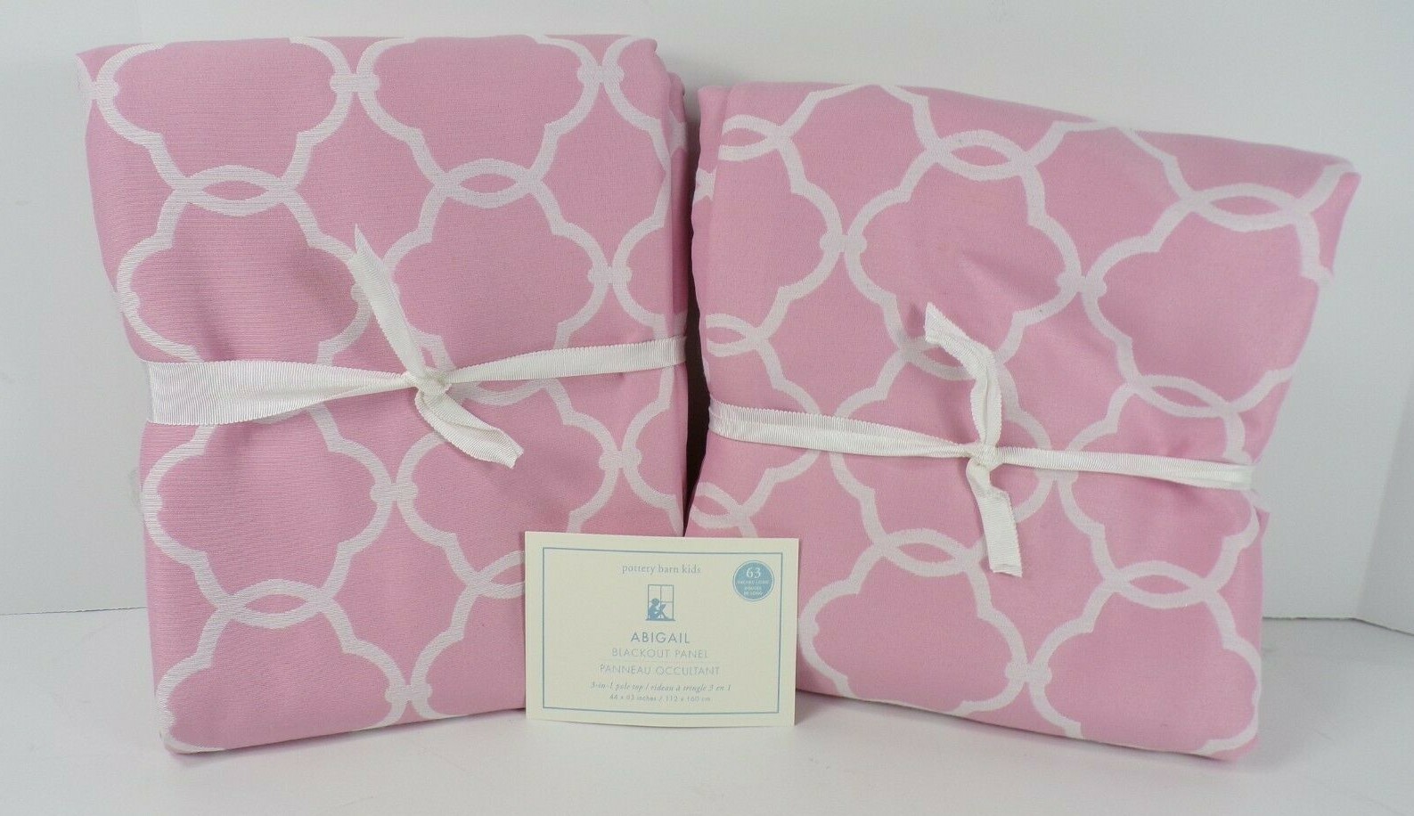 POTTERY BARN KIDS ABIGAIL BLACKOUT PANELS POLETOP LIGHT PINK 44 X 63″ S/ 2 #7018