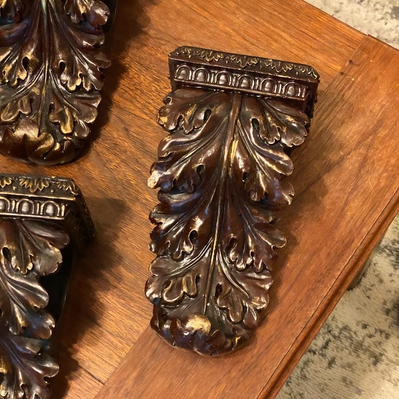 Wall Drapery Sconce Corbels Vintage Curtain Rod Swag Holders Bracket ~ Set of 4