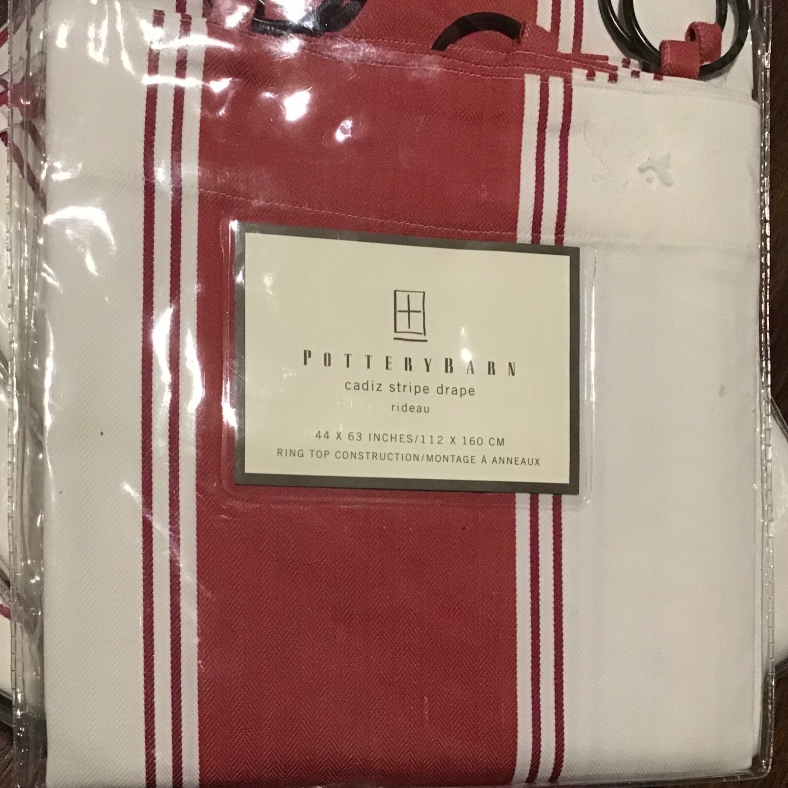 POTTERY BARN CADIZ STRIPE DRAPE RING TOP CONSTRUCTION 44”x 63” (1 PANEL)