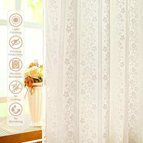 Linen Curtains for Bedroom, 52″W x 84″L (Pack of 2) Beige Light Filtering