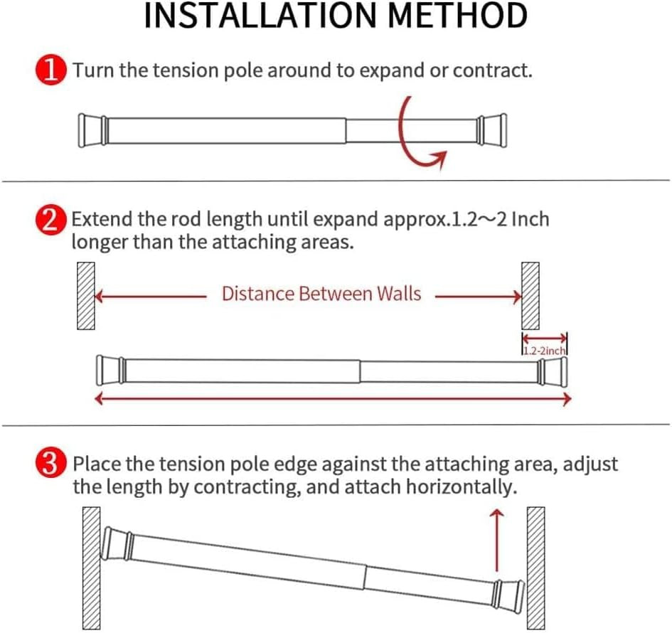 2 Pack Spring Tension Curtain Rods 18 to 28 Inches Adjustable,Small Short Kitche