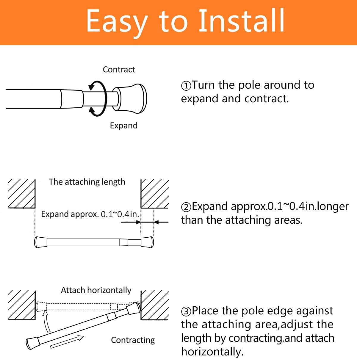 2 Pack Smallest Spring Tension Curtain Rod 5.25 to 7.5 Inch Adjustable, Mini Thi