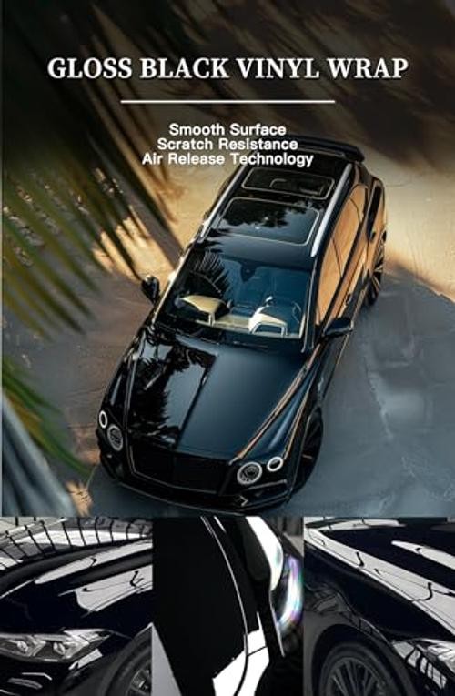 Gloss Black 5ft x 5ft Vinyl Wrap Roll for Car Body