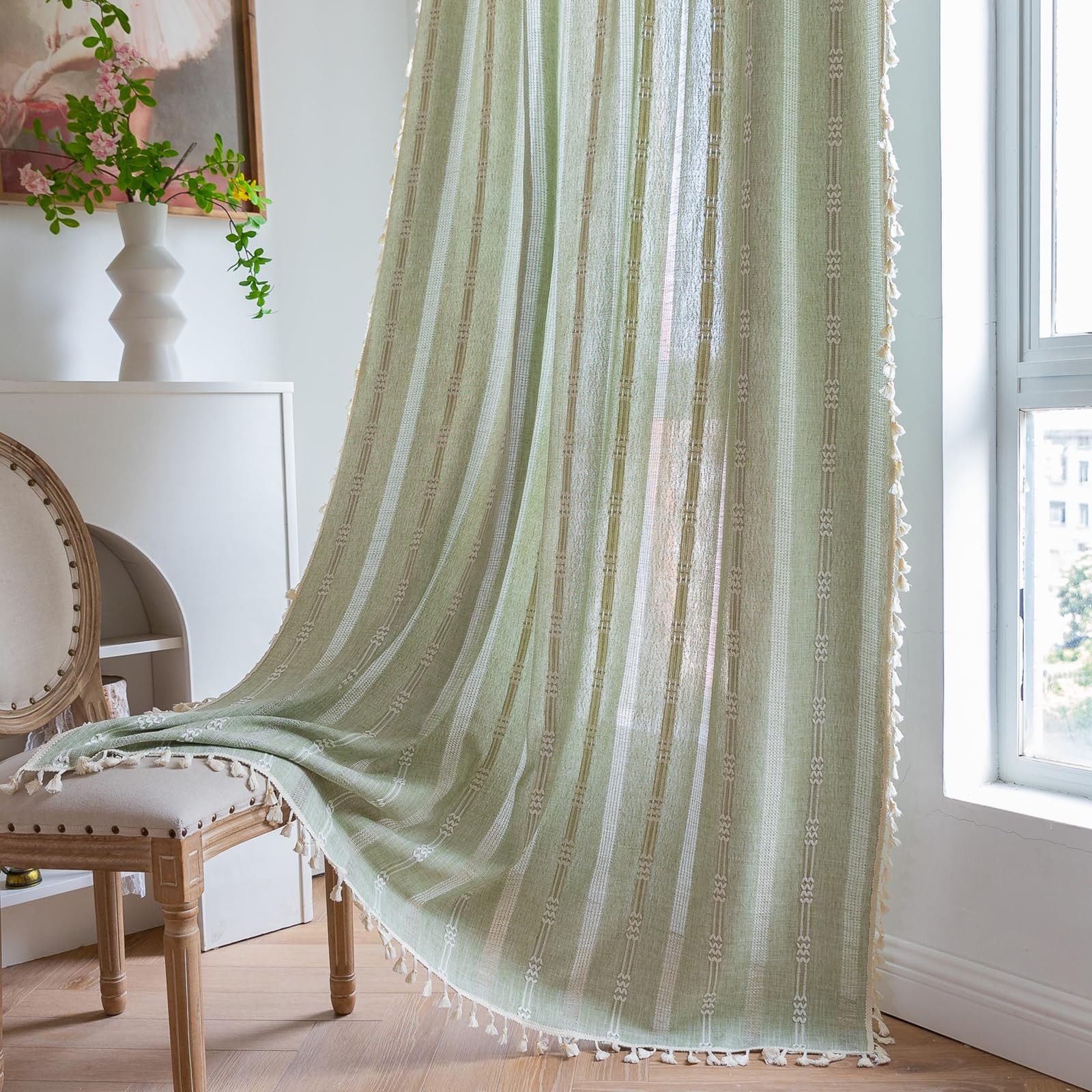 Aveboll Boho Curtains 63 84 96 Inches Length Country Linen Farmhouse Rustic