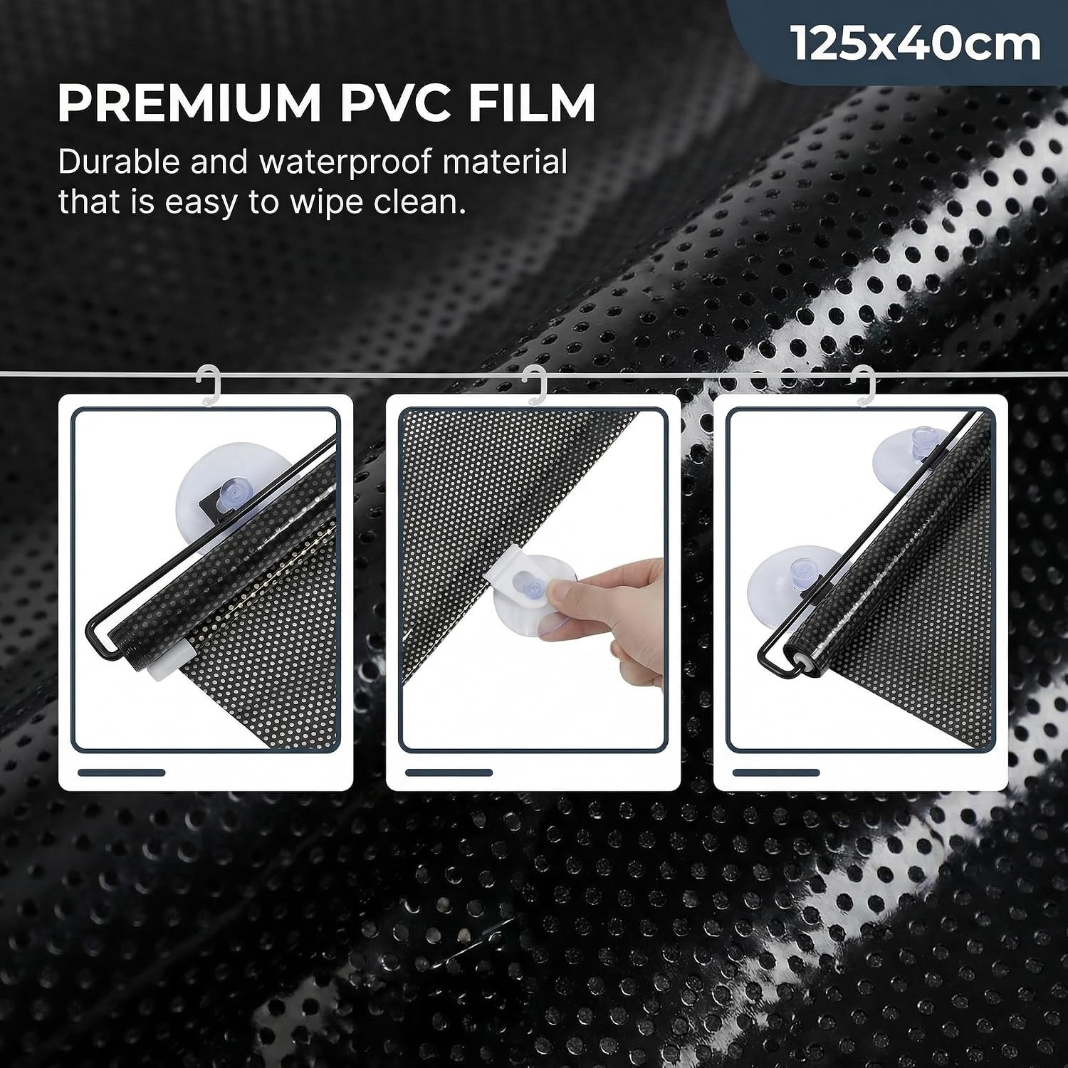 No Drill Light Filtering Blinds, Blackout Blind Curtains with Suction Cups – PVC