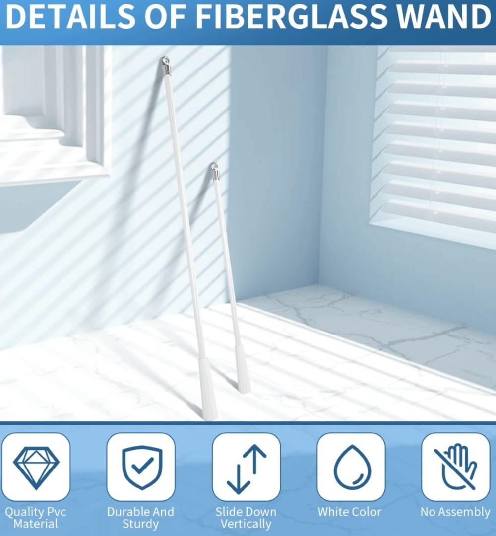 2 Pcs Blind Wand, Vertical Blinds Replacement Parts with Hook and Grip (17 in)