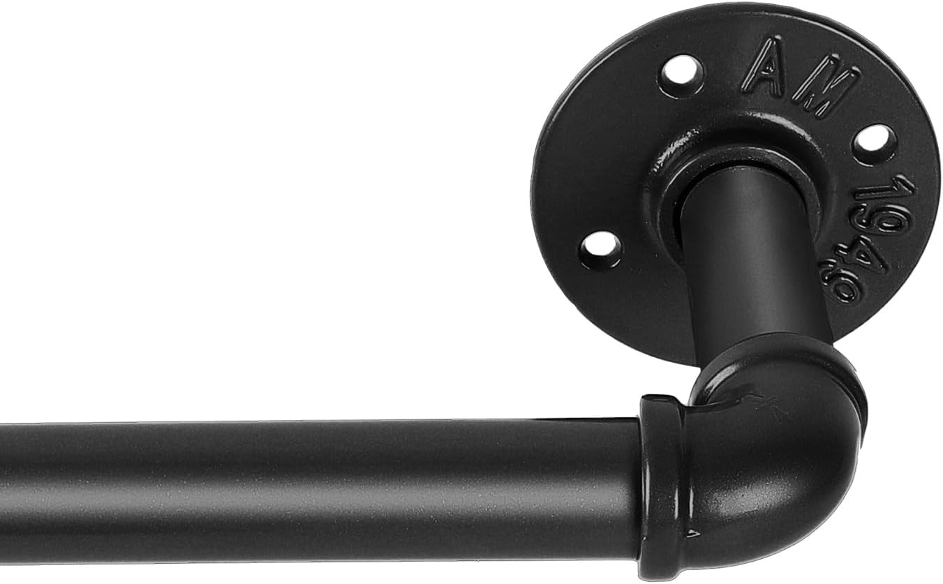1-Inch Black Curtain Rod – 168 to 240 Inch Windows, Industrial Duct, Indoor/Outd