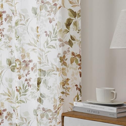 Crushed Sheer Curtains Tiers 36 Inch 42″W x 36″L (Pack of 2) Multi Color
