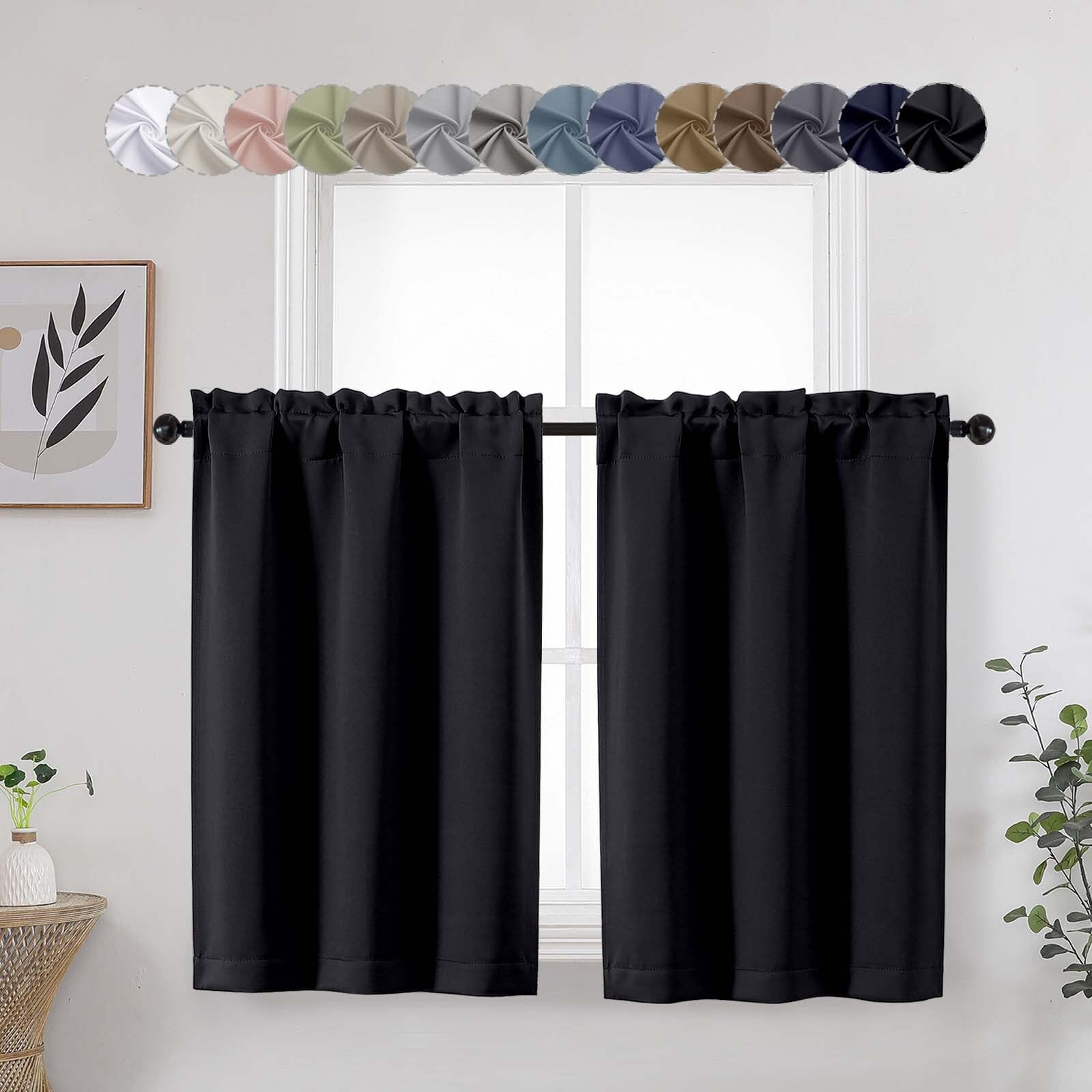 Cafe Curtains Tier 36 Inch Length 2 Panels, Short Thermal Insulated Room Dark…