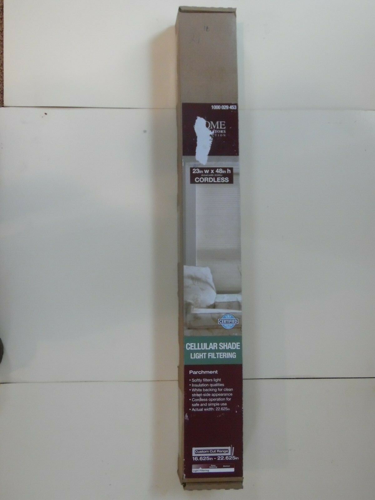 Home Decorator Parchment 9/16 in. Cordless Light Filter Cell Shade Blind 21 x 48