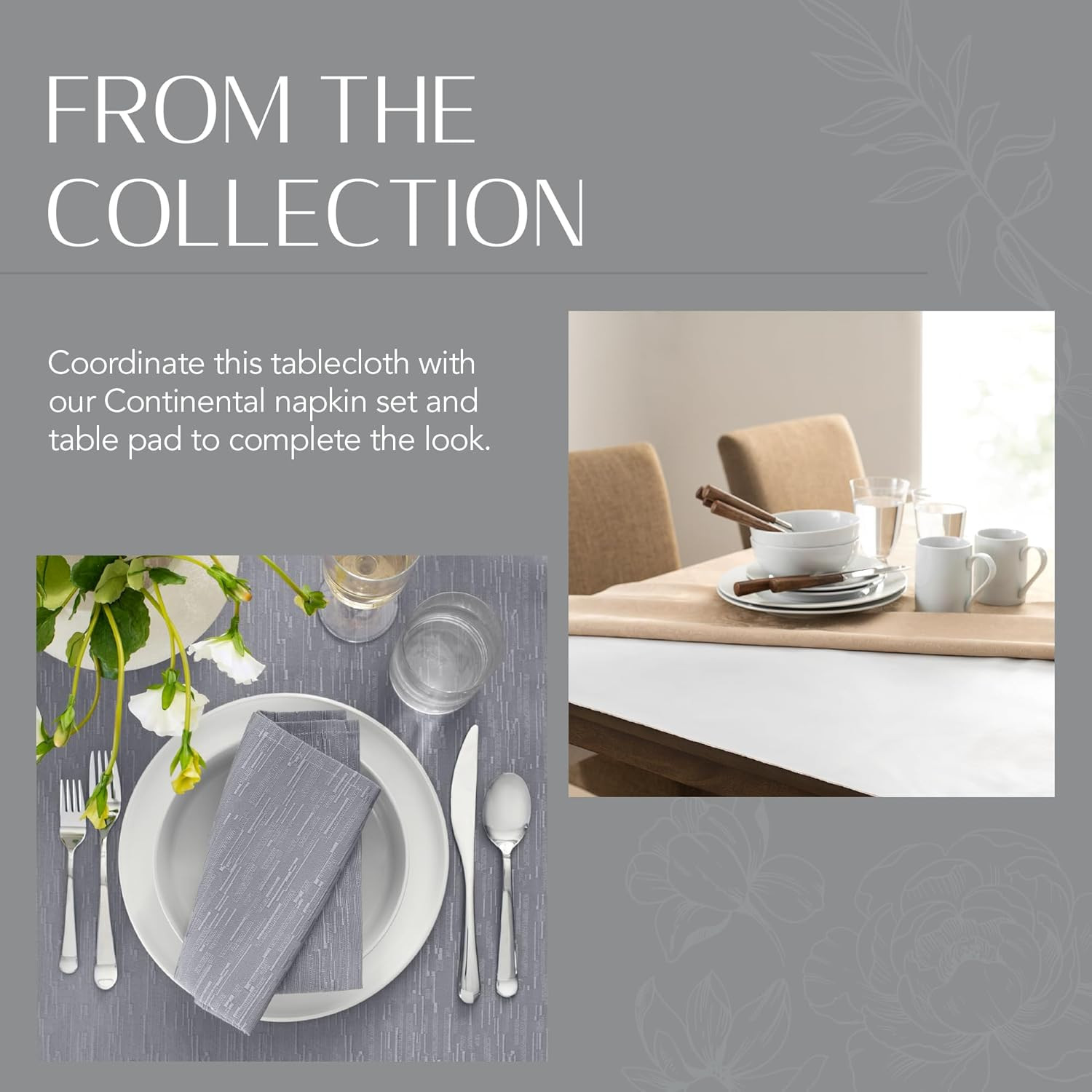 Home Fashions Continental Solid Texture Water, Stain & Wrinkle Resistant Tablecl