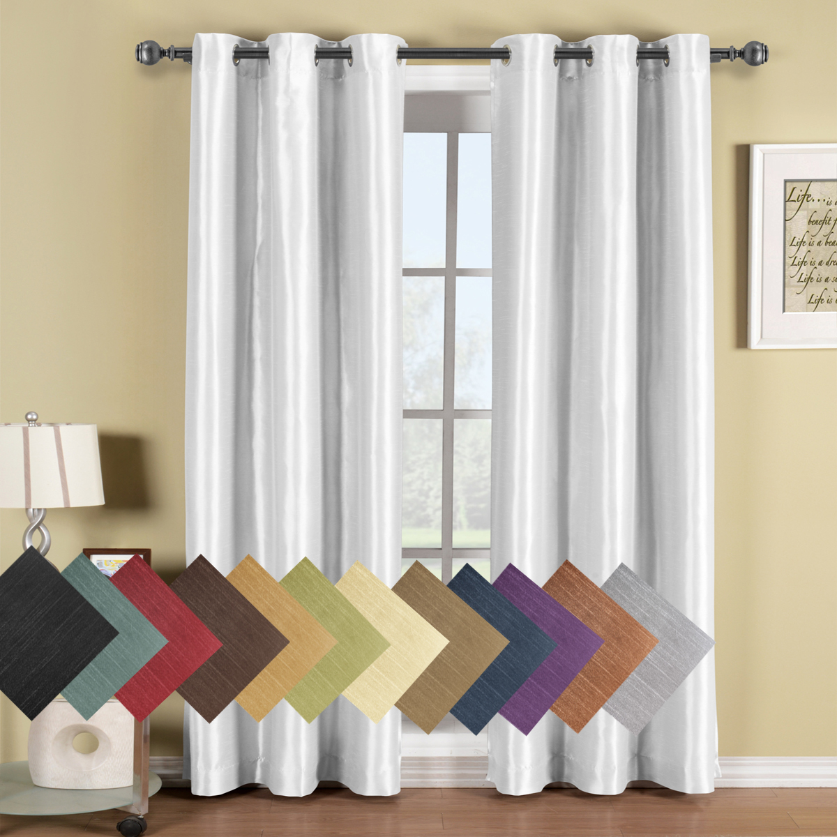 Soho Top Grommet Thermal Blackout Window Curtain Panels Solid Pattern (Single)