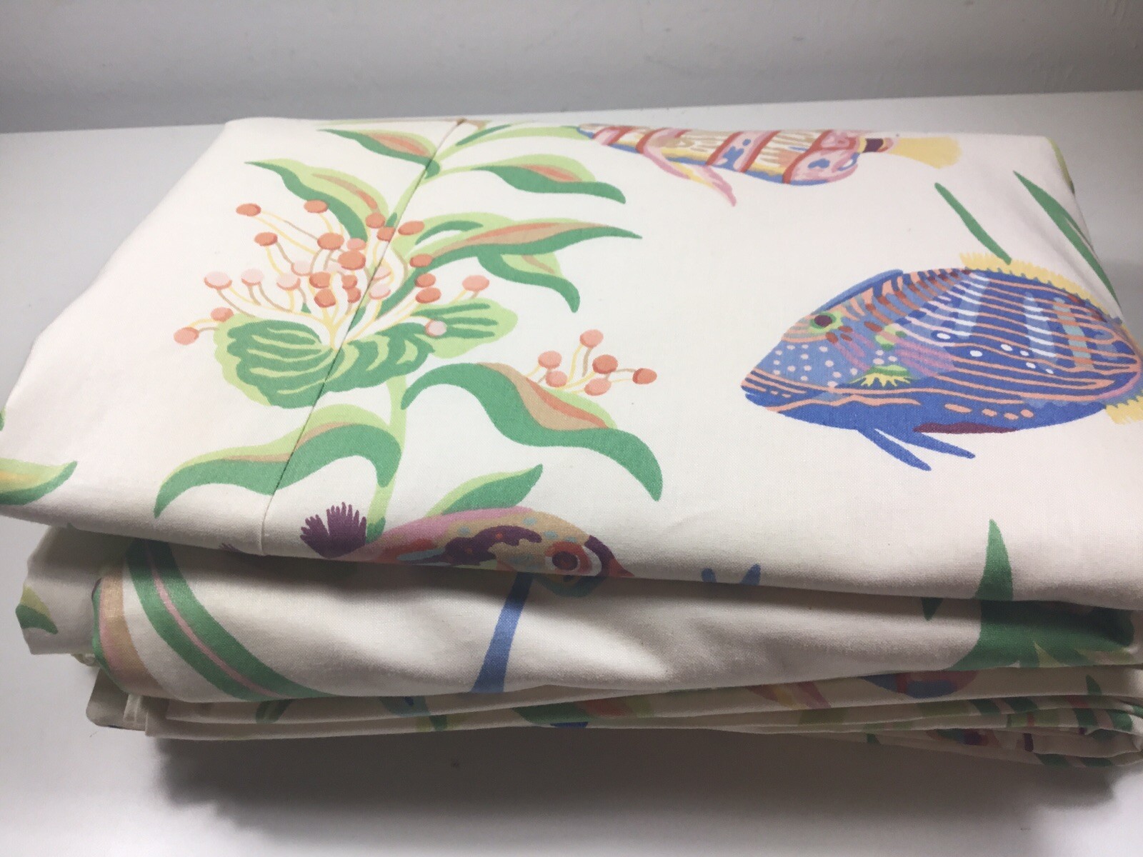 Curtain, Shower, Bedspread, Throw, Lined, 105 In Wide 80 In Long Sea Life Beige