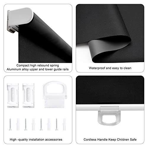 out Roller Shades Blinds Cordless for Windows Pull Down Room 35″W x 72″H Black