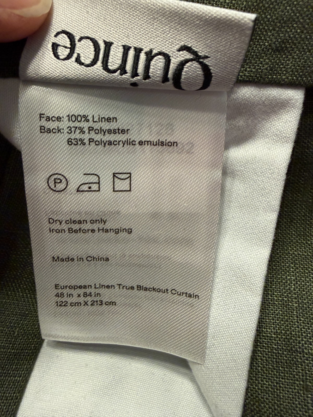 TITLE Quince European Linen True Blackout Curtain Panel Hunter Green 48×84 Rod